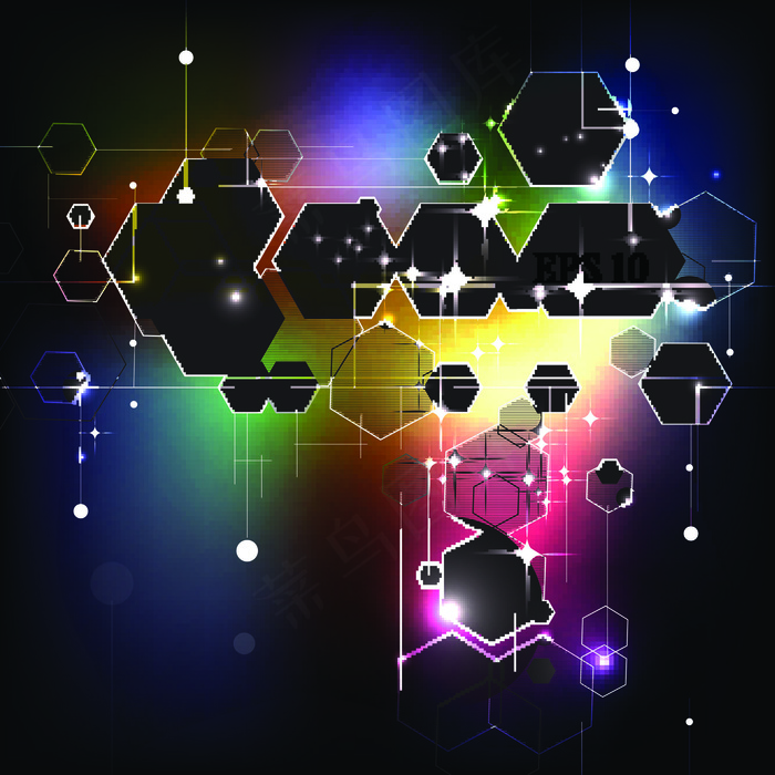 炫彩霓虹光效背景矢量素材