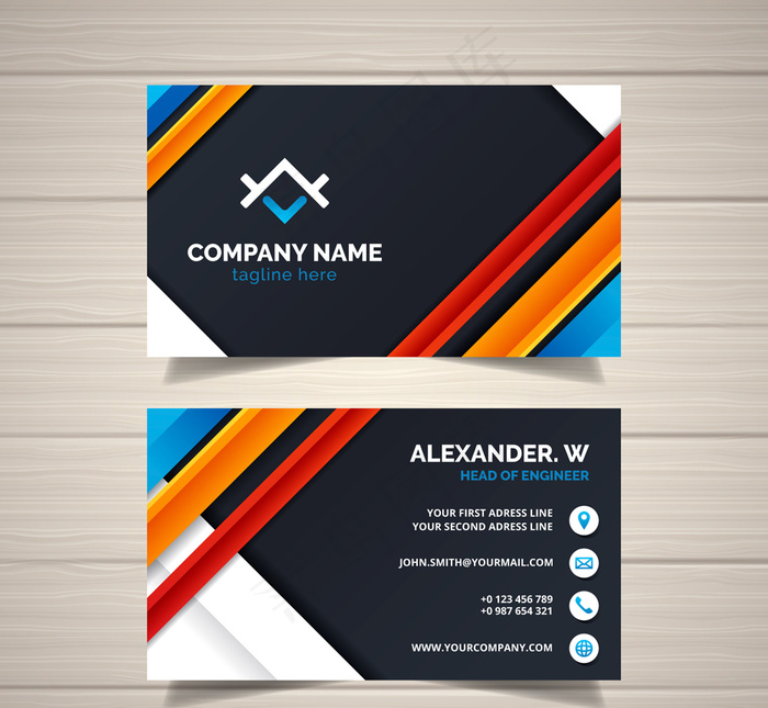 彩色商务名片正反面矢量素材