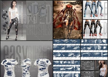 Rons系列撕开的牛仔裤效果PS笔...