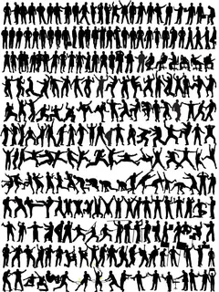 运动姿势人物剪影矢量素材