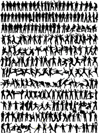 运动姿势人物剪影矢量素材