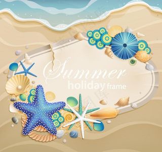 沙滩海洋生物矢量图片