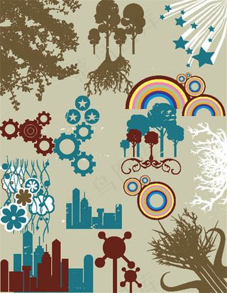 花纹植物齿轮矢量素材