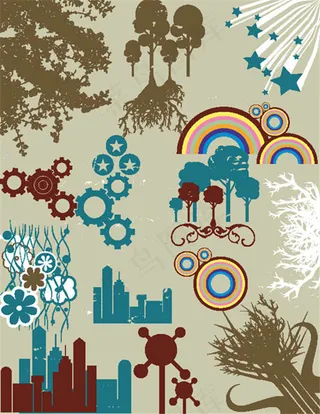 花纹植物齿轮矢量素材