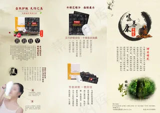 中国风复古牛樟芝宣传折页展板