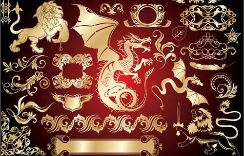 金色欧式潮流设计元素矢量素材eps,ai矢量模版下载