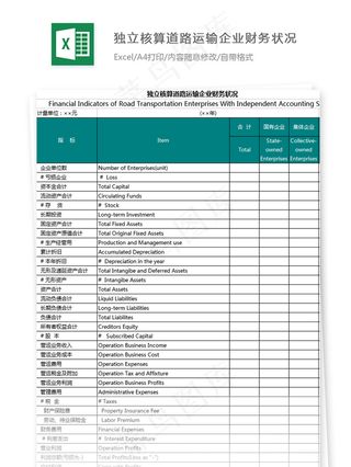 独立核算道路运输企业财务状况
