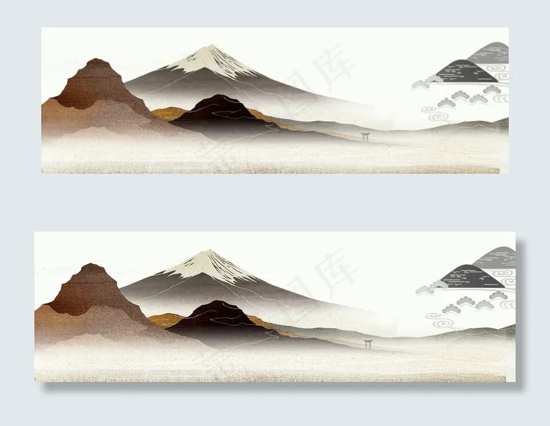 淡雅水墨中国风山水banner背景...(1920X4550(DPI:300))psd模版下载