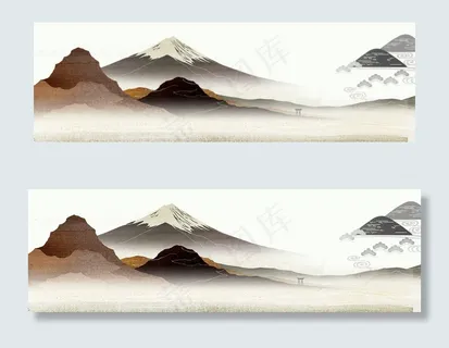 淡雅水墨中国风山水banner背景...