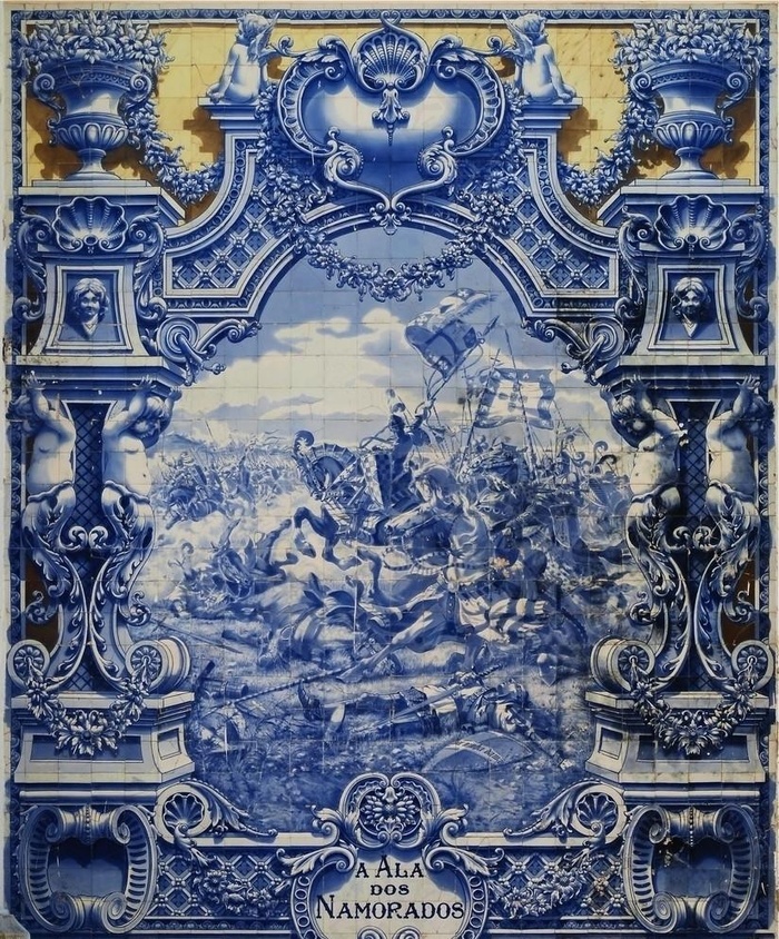 瓷砖画描绘阿尔茹巴罗塔战役