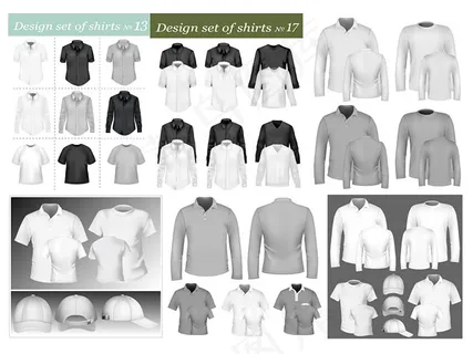 空白T-shir模板矢量素材