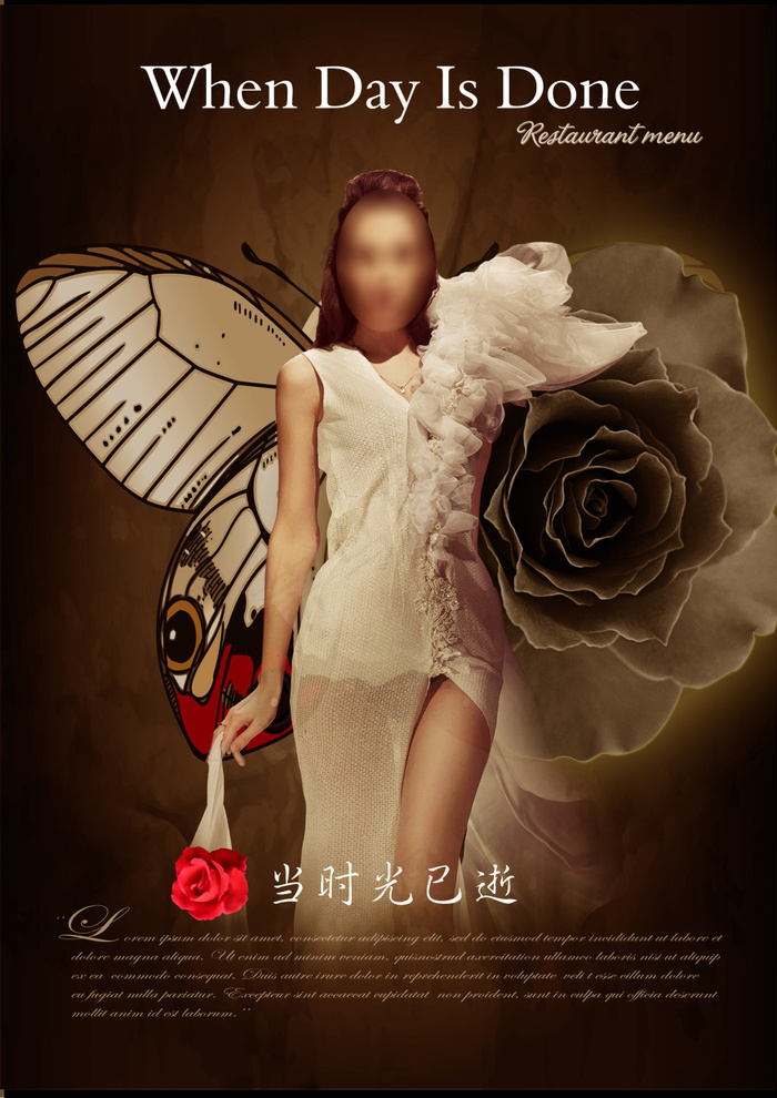 枯蝶落花时光流逝psd模版下载