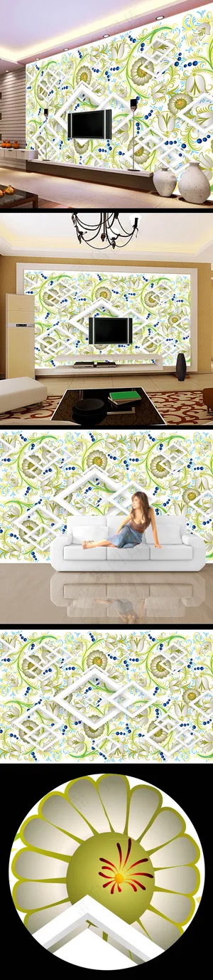 淡雅花纹3d壁画模板 淡雅花纹3d壁画模板
