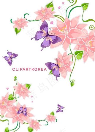 韩国植物花边边框矢量图09