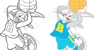 蓝球卡通动物图片