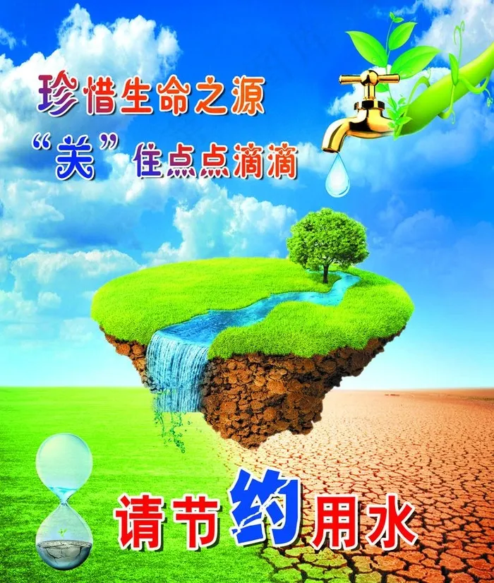 节约用水海报图片psd模版下载