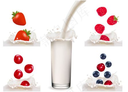 水果鲜奶03—矢量素材