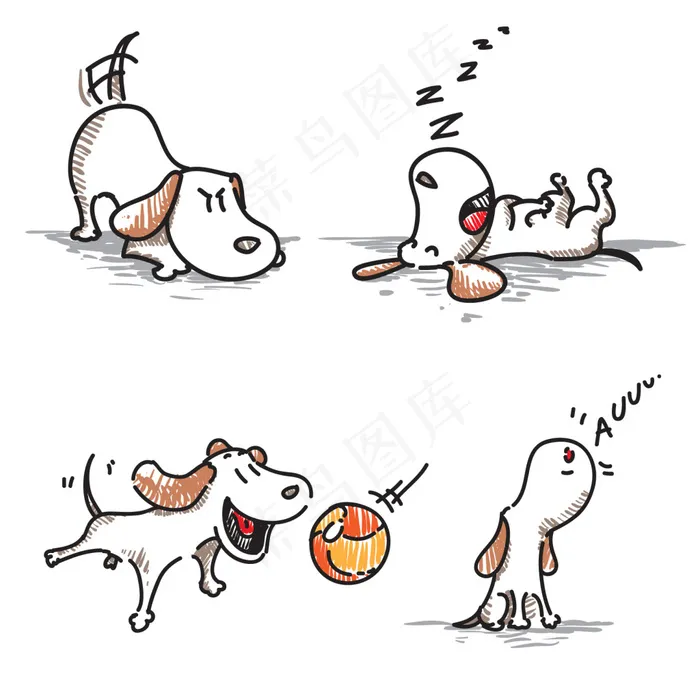 狗狗插画ai矢量模版下载