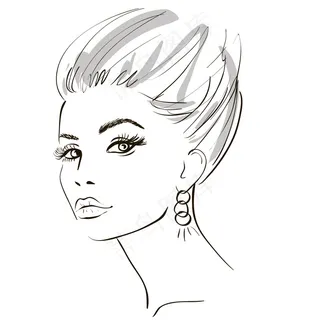线条美女头像矢量素材