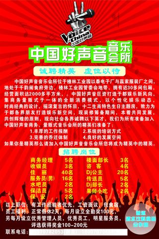 中国好声音 招聘海报