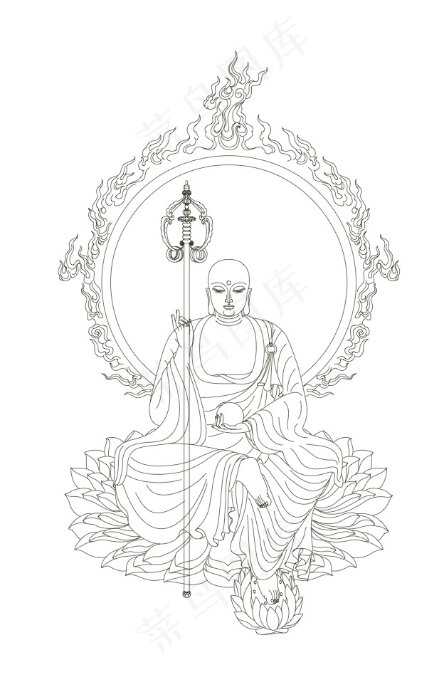 线描佛菩萨ai矢量模版下载