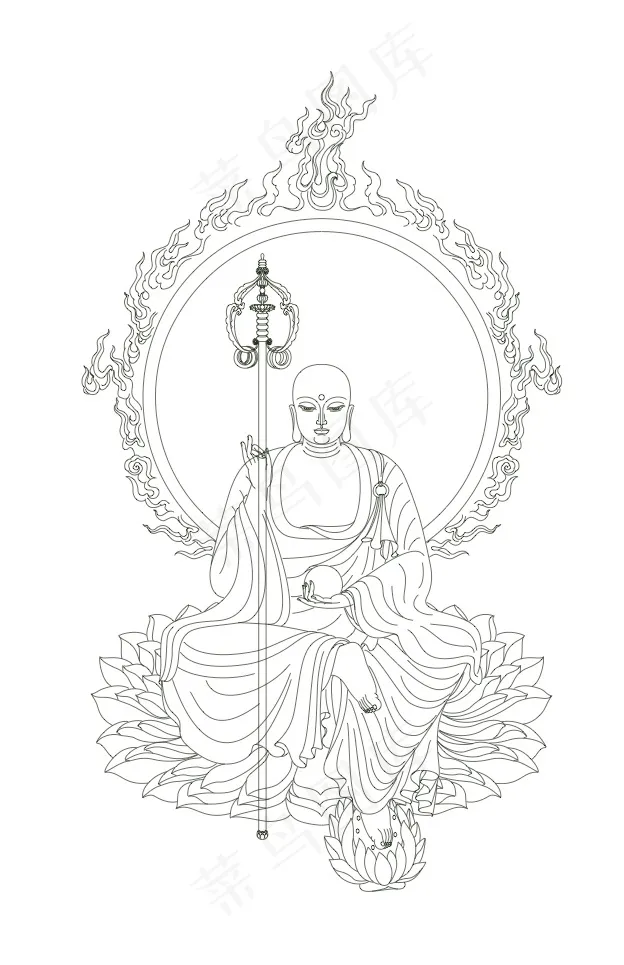线描佛菩萨ai矢量模版下载