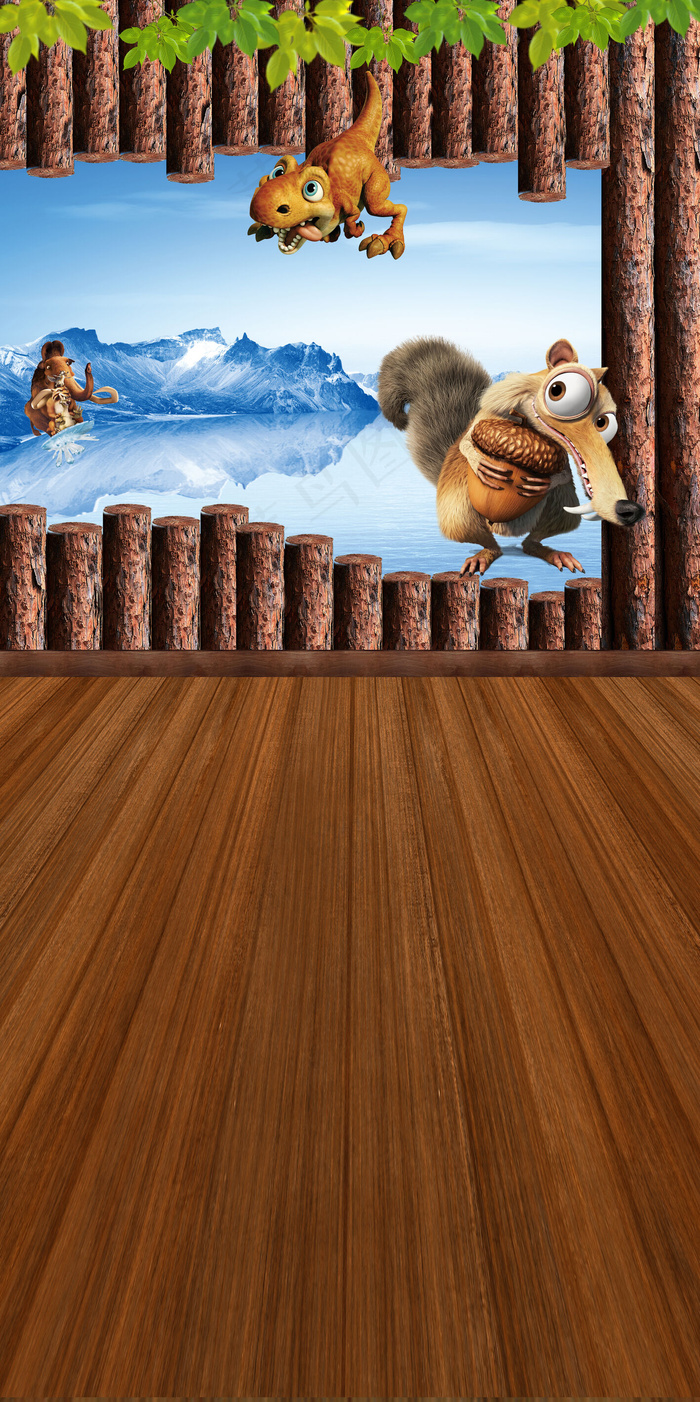 冰河世纪主题创意影楼摄影背景图片