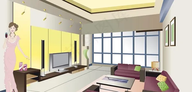 创意插画 时尚豪宅5 (ai 矢量...