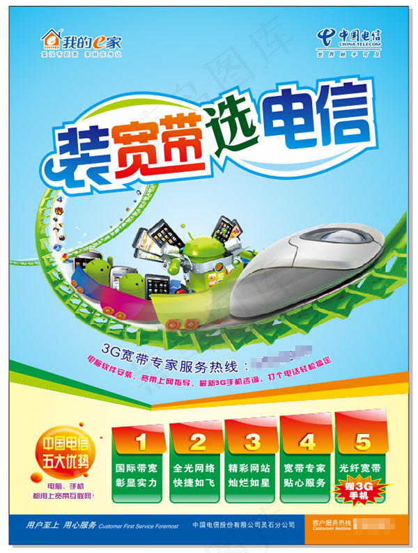 电信宽带宣传海报CDR分层素材cdr矢量模版下载