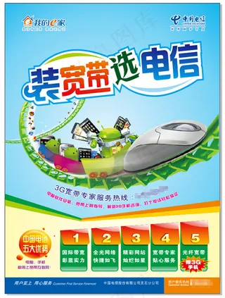 电信宽带宣传海报CDR分层素材