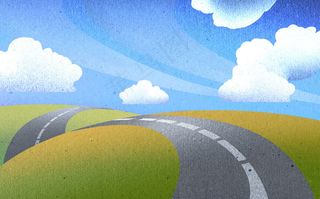 卡通公路风景插画