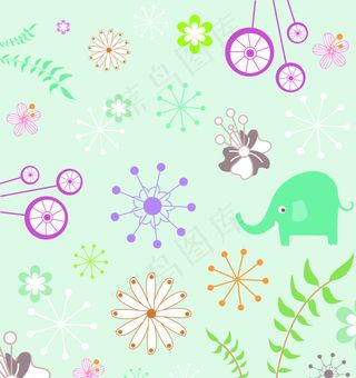 AI矢量素材花朵树叶花纹