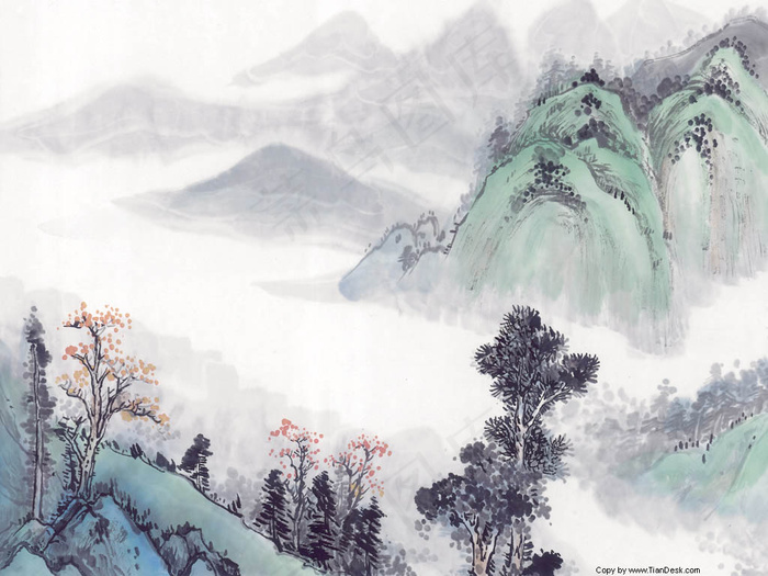 中国山水画小树