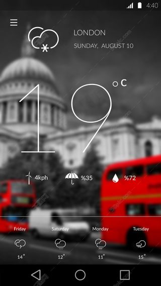 伦敦天气APP界面