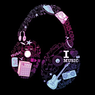 音乐涂鸦的耳机的形状