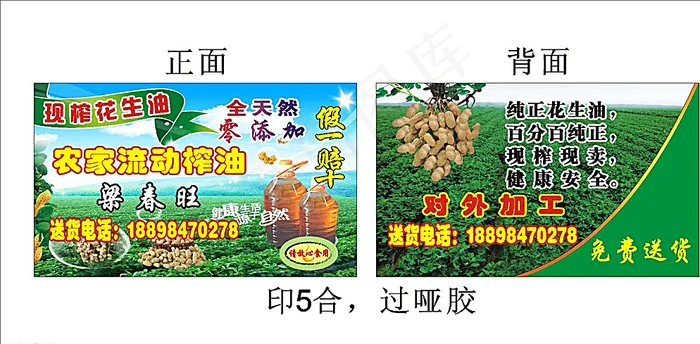 花生油名片图片(210X297)cdr矢量模版下载