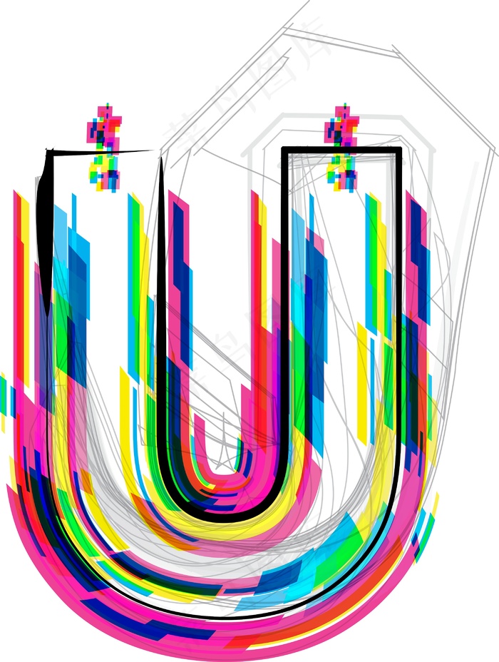 插图插画矢量字体的字母Ueps,ai矢量模版下载