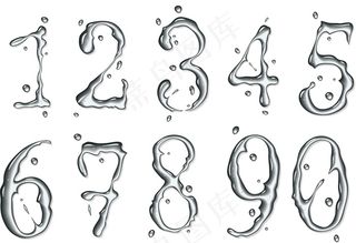水珠质感数字——矢量素材