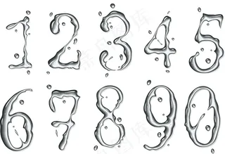 水珠质感数字——矢量素材