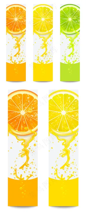 新鲜柠檬水果果汁卡片矢量素材