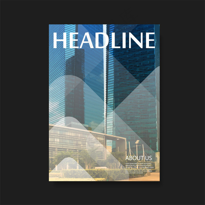 蓝色城市建筑大楼画册封面图片