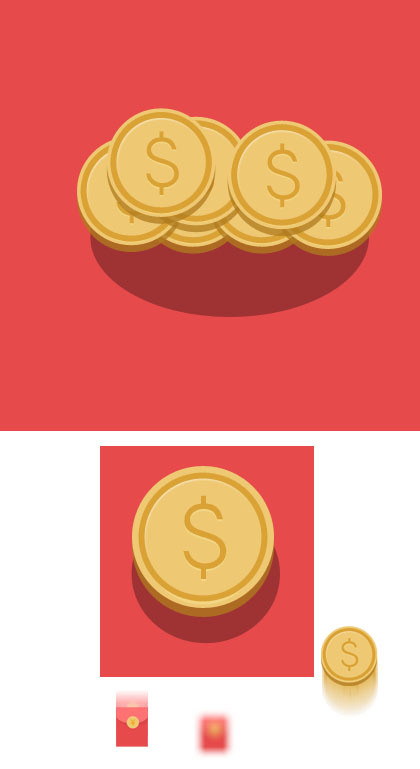 互联网金融PSD金币素材psd模版下载