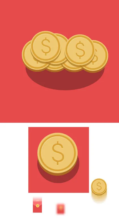 互联网金融PSD金币素材psd模版下载