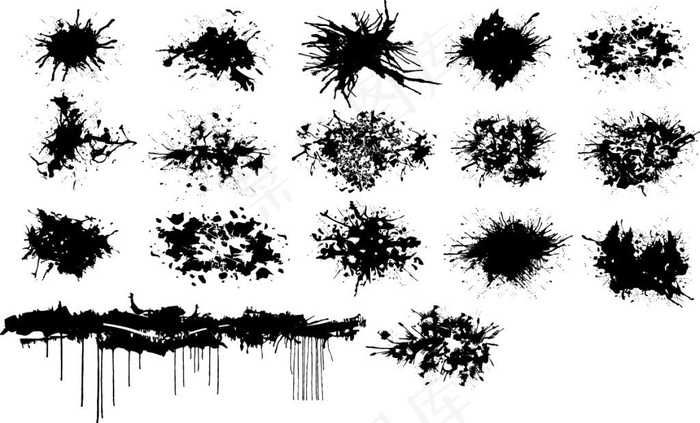 喷溅效果矢量素材ai矢量模版下载