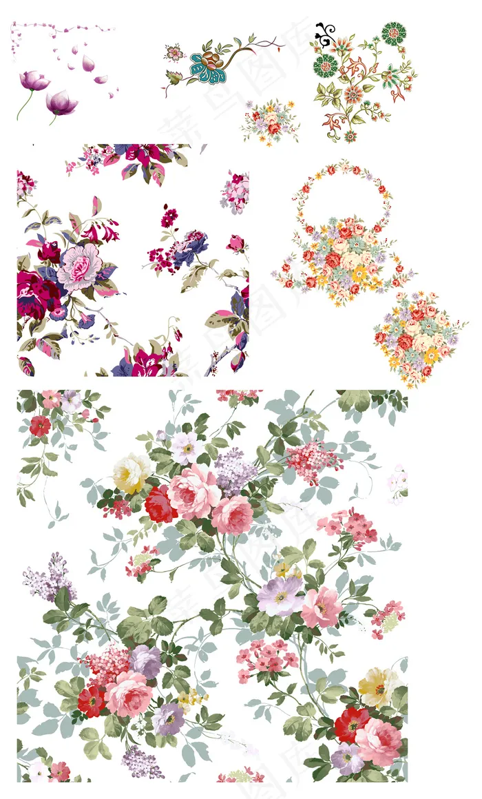 欧式古典花纹花卉免抠图