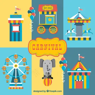 平面设计中的彩色马戏团元素