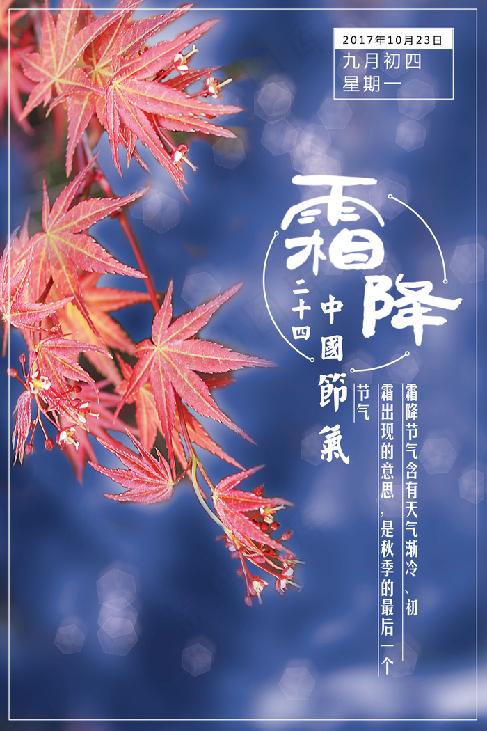 2017年秋季海报二十四节气霜降海...(3543X5315(DPI:150))psd模版下载