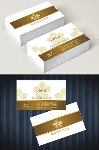 高档花朵绘画唯美商务名片模板