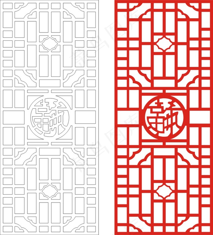 矢量镂空花纹边框底纹中式