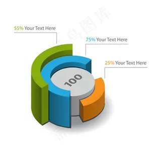 立体效果的饼状数据统计图矢量素材
